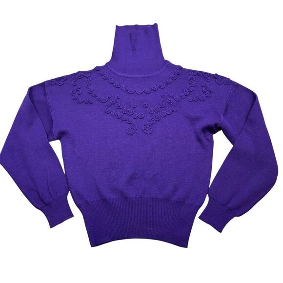 Ladies Vintage Meister Wool‎ Blend Purple Ski Sweater Turtle Neck Size Medium - Picture 3 of 10